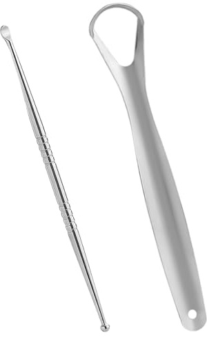 Paquet De 2 Outils De Nettoyage De Bouche En Acier Inoxydable, Bâton De Nettoyage De Pierre D'Amygdale, Grattoir À Langue, Outils Réutilisables, Accessoires De Soins Bucco-Dentaires