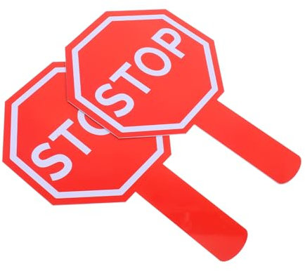 LALAFINA Segnale di Stop Portatile Bifacciale in PVC per Bambini, Pagaia Educativa Stradale per Gioco e Sicurezza, Set 2 Pezzi con Manico Leggero per attività Scolastiche e Ludiche