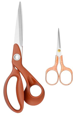Frepxzlk Forbici da sartoria resistenti, 25,4 cm + forbici da sartoria da 12,7 cm, forbici da sarto per modificare, cucire, tagliare tessuti e vestiti. Set di 2