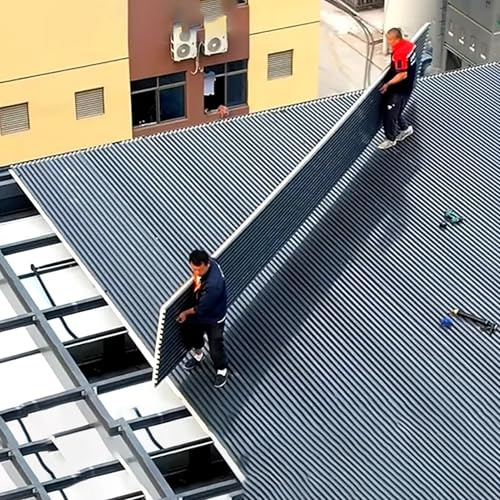 Elitix Trapezblech Metall-Aluminium-Dachplatten 10 12 14 16 18 20 Fuß, wasserdichte Außenverkleidung für Pavillons, Schuppenverkleidung Aus Blech Kann Wärmeisoliert Werden(Gray,L 306cm(10ft))