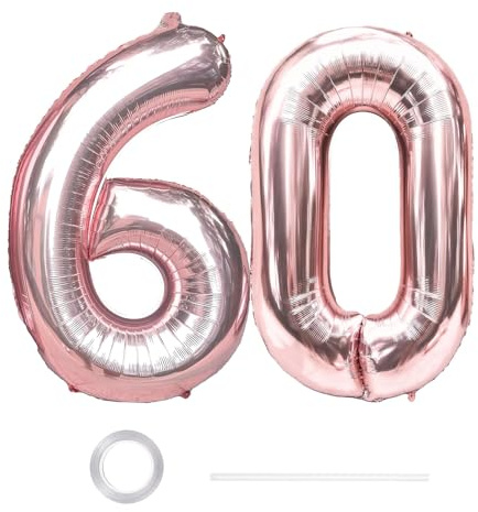 GoldRock XXL Luftballon 60 Geburtstag Deko Roségold, 40 Zoll Ballon Deko 60 Geburtstag Frau Mann, Zahlen Luftballons Geburtstage 60, Geburtstagsdeko 60 Jahre,Folienballon 60 für Jubiläum,60 Luftballon