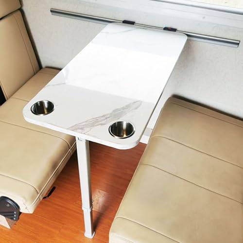 WPWSDWMX Wohnmobil-Tisch, Wandtisch Klappbar mit Klappbeinen, Teleskopbeinen aus Aluminiumlegierung und Tischplatte aus Hartfaserplatte(White,76cm/30in)