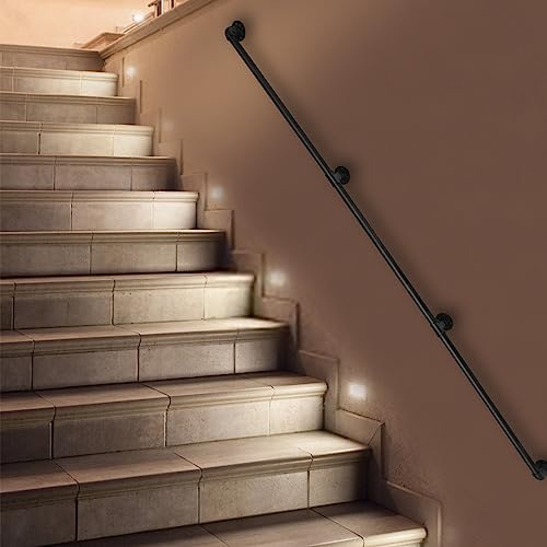 DSYOGX Stair Handrail, 12FT Outdoor Handrail, Handrails for Stairs, Hand Rails Outside Steps, Wall-Mounted Stair Hand Rails with Fittings for Indoor and Outdoor Fence