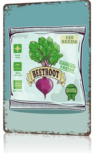 Garden Signs Beetroot Seeds Packet Metal Tin Sign Funny Garden Signs For Outside Home Greenhouse Living Room Bedroom Outdoor Yard Backyard Decor 8x12 Inch