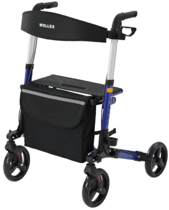 Sitwell Aluminium Rollator Faltbar Blau Gehhilfe inkl. Einkaufstasche zugelassen als Medizinprodukt