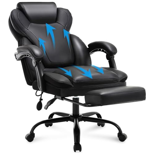 Centilab Ergonomischer Bürostuhl 180KG Schreibtischstuhl mit Fußstütze Drehstuhl aus Stoff Computerstuhl mit Fußstütze für Home Office & Büro