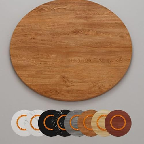 Großer Drehteller aus Massivholz, Lazy Susan – 20 x 30 x 40 Zoll, drehbares Serviertablett for den Esstisch – leichtgängige Servierplatte – elegantes weißes Finish(Light brown,70cm/28in)
