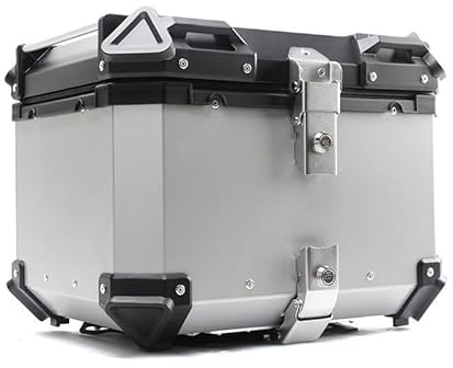Cachpib Motorbike Top Case 55l Aluminum Alloy Waterproof Top Box for Motorcycle Luggage Box with Security Lock & Baseplate, Motorcycle Helmet Luggage Storage Rear Tour Box Motorbike Trunk
