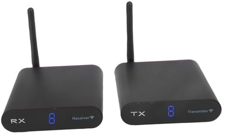 Plyisty Receptor Transmisor de Remitente AV Inalámbrico 200 M Pantalla de Pantalla Digital de Penetración de Pared de Largo Alcance 8 Canales con Soporte PAL/NTSC para Convertidor de (Enchufe de