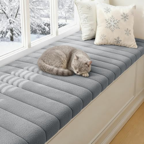 YFHT Sitzbank Polster 120x40cm Bankauflage Sitzkissen Bank mit Rutschfester Unterseite, Sitzauflage Bank mit Reißverschluss, waschbares Bankkissen, Esszimmerbank, Fensterbank, Gartenmöbel, Gray