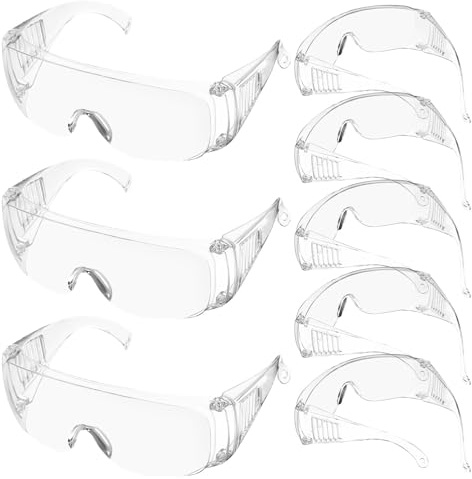 DIYEAH 8pcs Clear Safety Glasses - Plastic Protective Eyewear For Men Women - Impact Resistant Eye Protection Goggles For Work Lab Construction