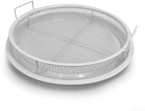 Rundes Grillkorb-Set aus Edelstahl, Outdoor-Grillschale für Camping, Hinterhof, Kochen, tragbarer Grillkorb, Backblech, 33 cm Durchmesser, 8 cm Höhe (weiß)