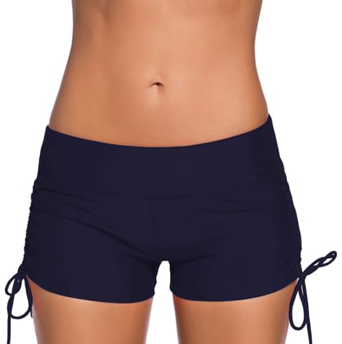 Period Pants for Women Swimming, High Waisted 4Ply Leakproof Bikini Menstrual Swimwear Bottoms for Girls Teens, Super Absorbent Quick Dry Swim Shorts for Beach Pool Navy