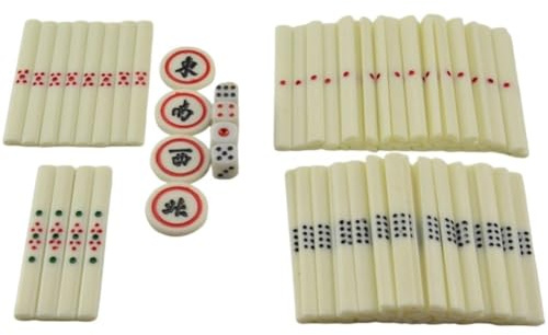 Ericetion Jeu De Mahjong Japonais, 88 Pièces en Plastique avec Tuiles Traditionnelles, Marqueurs De Vent, Tuiles Dragon Dés, Jeu Complet