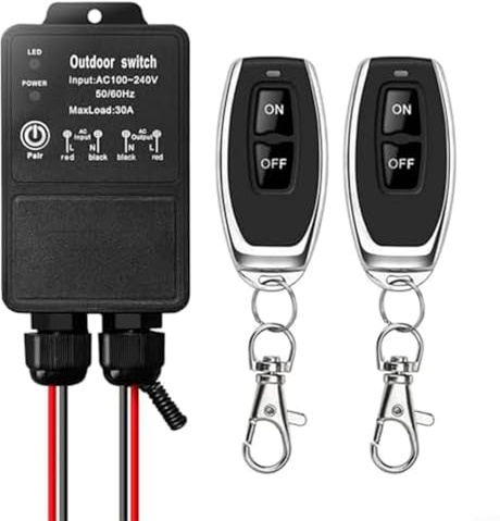 GLFLOW Interrupteur de commande radio 30 A avec indice IP65 sans fil pour lumières AC110-240 V, moteurs et pompes, utilisation intérieure et extérieure (B)