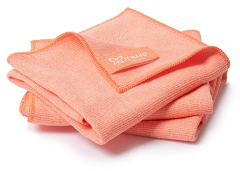 Jemako Profituch Plus S, 3er Pack, Mikrofaser Reinigungstücher, Polyester-Mischung, 45x40 cm, Rechteckig, Waffelmuster, für Haushalt, Fenster & Auto (Koralle)