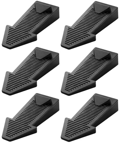 6er Set Gummi Türstopper Schwarz - Rutschfester Türkeil ohne Bohren - Stapelbarer Türstopper Boden für Bad & Balkon - Flexibler Türstopper Keil & Door Stopper (Klemmschutz) für alle Böden