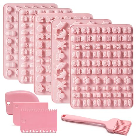 Mis.Moon 5er Set Silikon Backmatten für Hundekekse – BPA-frei, rutschfest, mit Knochen-, Pfoten- & runden Formen, inkl. Teigschaber & Backpinsel für DIY Hundeleckerlis