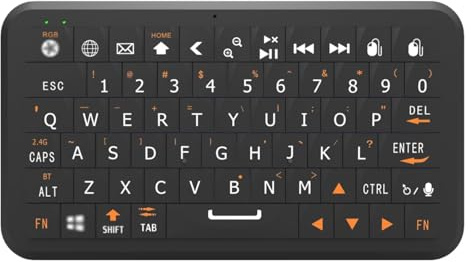 Genérico Mini Teclado con Modo Dual Bluetooth 5.0/2,4 GHz, 64 Teclas, ratón con Sensor giroscópico y retroiluminación RGB para Windows, iOS y Android (Negro)
