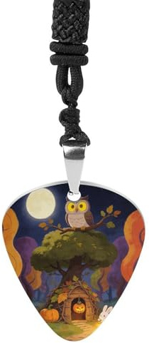 BTCOWZRV Serenade i skogen gitarr plektrum halsband titan stål gitarr plektrumhållare hänge halsband R&B musik smycken trendigt rockmusik halsband gitarr ukulele plektrum halsband för musikälskare