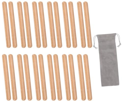 SEAFRONT Bâtons de Rythme en Bois de Hêtre, 12 Paires avec Sac de Rangement, Son équilibré pour Classe de Musique Orff, Pratique de Groupe, Salle de Classe, Activités de Groupe pour Enfants