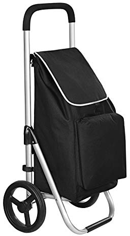 SONGMICS Faltbarer Einkaufstrolley, mit Rollen, Leichter Einkaufswagen mit isoliertem Kühlfach, 40 L, schwarz KST04BK