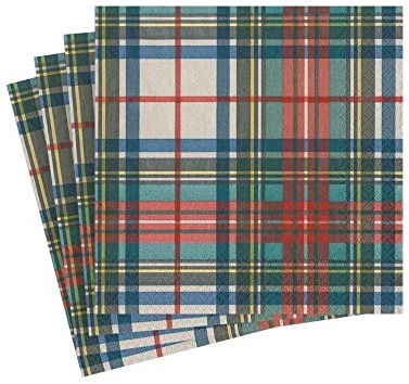 Caspari Dress Stewart Tartan Paper Cocktail Napkins - 20 Per Package