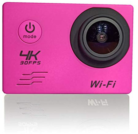 Action Camera, 4K 20MP WiFi Webcam Subacquea Impermeabile della Macchina Fotografica 40M di Sport con 2,0 Pollici Schermo LCD HDMI di Uscita HD, per Il Live Streaming di Stabilizzazione,Rosa