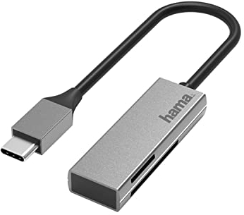 Hama | Lector de Tarjetas USB 3.0 (USB-C, SD, Micro SD, Velocidad 5 Gbps) Color Aluminio