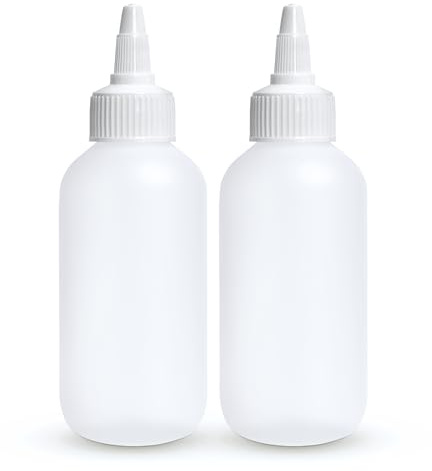 BRIGHTFROM Twist Top Applicator Bottles, Squeeze 4 OZ Empty Plastic Bottles, Refillable, Open/Close Nozzle - Multi Purpose (Pack of 2)