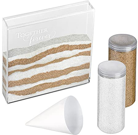 Lillian Rose W Acrylic Together Forever Unity Ceremony Set with 2 Containers of Colored Sand, 1.25, Clear