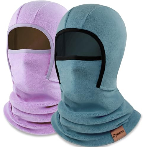 Kids Balaclava Ski Mask Winter Face Mask for Boys Girls Windproof Neck Warmer Gaiter Fleece Hood Face Cover for Cold Weather Purple, Blue