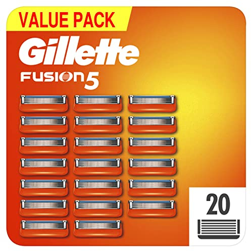 Gillette Fusion 5 Rasierklingen, 20 Ersatzteile mit 5 Klingen, Unübertroffene Zartheit, Gleitrasur mit Schmierstreifen, bis zu 1 Monat Rasur mit 1 Klinge, Geschenkidee