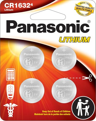 Panasonic CR1632 3,0 Volt langlebige Lithium-Knopfzelle in kindersicherer, standardbasierter Verpackung, 4 Batterien