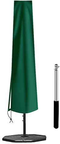 OKPOW Umbrella Cover 420D Oxford Fabric Patio Umbrella Covers Waterproof with Zip, for 9ft to 12ft Garden Outdoor Umbrella (Dark Green)