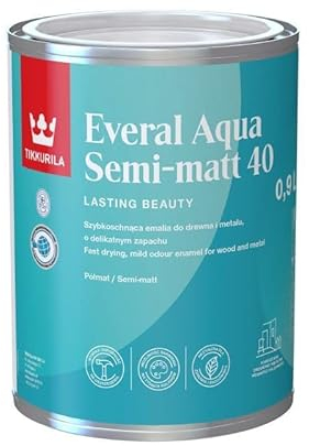TIKKURILA Everal Aqua 40 - Semi-Gloss Paint For Wood & Metal - Fast Drying Acrylic Enamel - 1 Litre