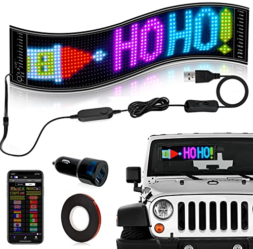 Panneau LED USB numérique polyvalent, écran LED flexible programmable 12 x 47, panneau numérique portable Bluetooth APP pour affichage d'animation de texte graffiti