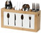 WPAJIRZO Portaposate per tavolo, portaposate in legno, 4 scomparti, portaposate, portaposate, forchetta, cucchiaio, portaposate per tavolo da pranzo, cucina, ristorante