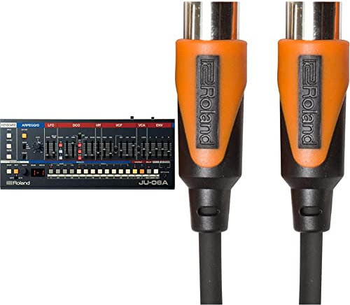 Roland Ju-06A Sound Module, The Sound of The 80'S & Rmidi-B3 Black Series Midi Cable. Straight Din Connectors, 3Ft / 1M Length.