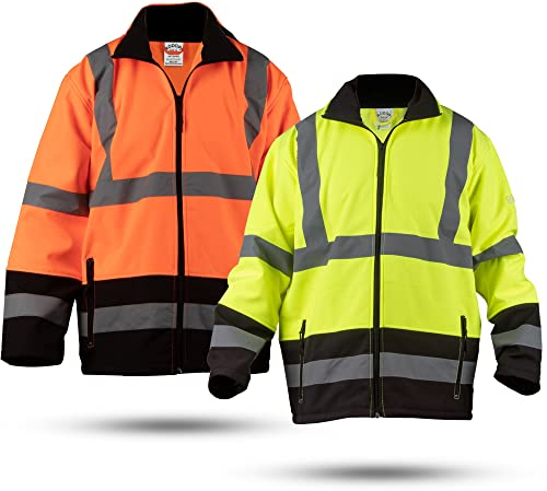 RODOPI SUNRISE-Reflex Softshell Arbeitsjacke Herren und Damen Gr.S-XXXL Reflektor Softshelljacke wasserdicht EN ISO 20471:2013 & EN ISO 13688:2013 Warnschutzjacke