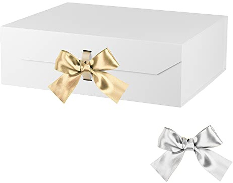 Extra große weiße Geschenkbox, 48,3 x 40,6 x 15,2 cm, Geschenkbox mit Deckel, Magnetverschluss, Trauzeugen-Antragsbox, rechteckige faltbare Boxen für Hochzeitskleid (mattweiß)