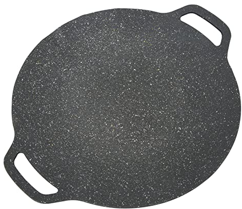 VBESTLIFE Parrilla Coreana para Barbacoa, Parrilla Coreana con Revestimiento Antiadherente de 6 Capas, Parrilla Redonda para Barbacoa para Cocinar en Interiores y Exteriores, Color Negro (34cm)