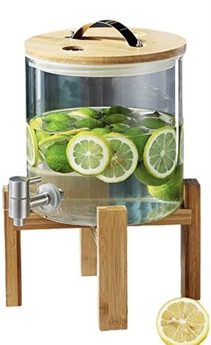 Jarra de agua de vidrio de gran capacidad de 5L/8L/11L, tanque de agua fría, dispensador de bebidas de limonada, cubo para beber doméstico,A-5L