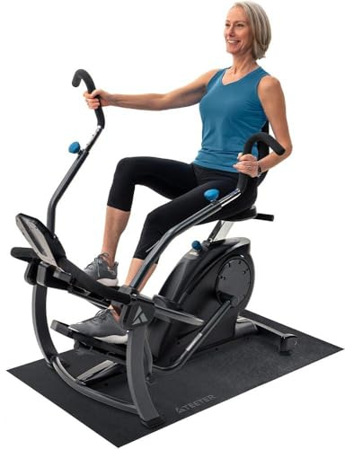 Teeter FreeStep Recumbent Cross Trainer Stepper, Zero-Impact Exercise Bike Alternative w/Patented Physical Therapy Stride, Up to 350lb, Free App w/Trainer Workouts (LT3+Mat Bundle)