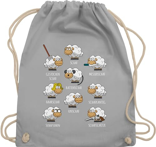 Shirtracer Turnbeutel Rucksack - Taschen - Schafe Schäfchen Schäfer Schaf Sheep Schafbauer Lustig Witzig - Unisize - Hellgrau - tasche+schaf tasche schwarz schafen unschaf beutel mit schafmotiv motiv