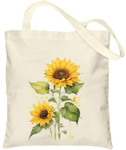 Amakoo - Canvas-Tragetasche, ästhetisch, für Damen, niedliche, wiederverwendbare Stofftasche aus Baumwolle, zum Einkaufen, für Lebensmittel, Schultertasche – A