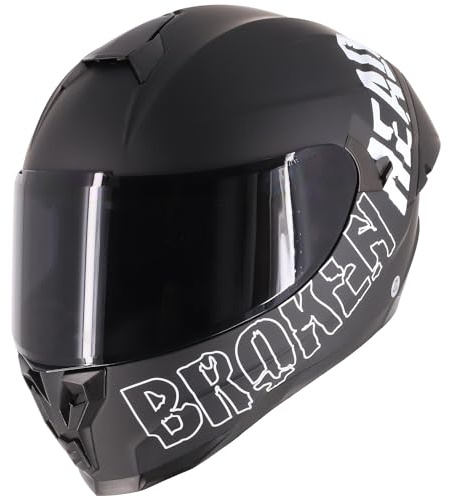 Broken Head BeProud Pro Sport Black Edition - Motorradhelm Mit Sonnenblende und Spoiler – Ltd. Edition Mit 2 Visier (Schwarz + Klar) (XS (53-54 cm))
