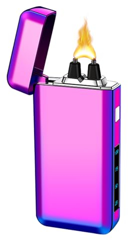 Plasma Arc Lighter Rechargeable – Flameless Electric Lighter with LED Battery Indicator, Windproof Design, Safety Lock for Fireplaces, BBQ, Camping, and Household Use (Multi-colored)