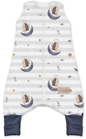 Albero Mio schlafsack mit füßen 2,5 tog | 90x36 cm |Ganzjährig Baby Schlafsack |100% Baumwolle Schlafsack Für Jungen und Mädchen | Moonlit Hedgehog