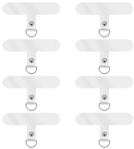 WKRTDY Correa de cordón para móvil con 8 Parches de Repuesto y Anillo metálico Accesorio Antipérdida,Almohadillas de cordón para teléfono móvil,Parche Transparente